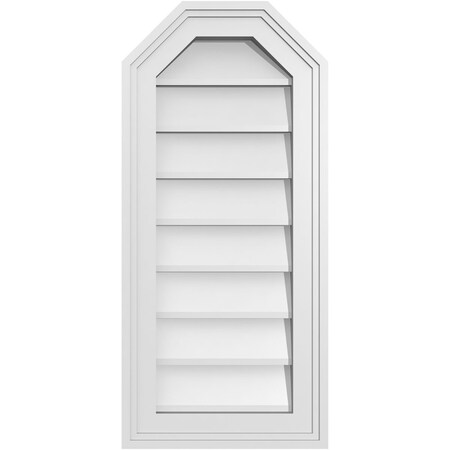 Ekena Millwork Octagonal Top Surface Mount PVC Gable Vent w/ 2"W x 1-1/2"P Brickmould Frame, 12"W x 26"H GVPOT12X2602SN